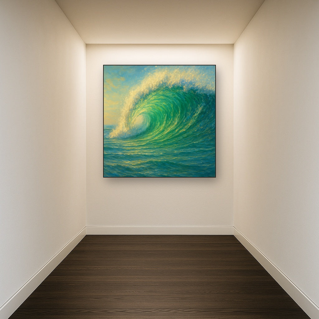 Emerald Breaker Wave in Crystalline Light No. 2 Fine Art Oil Painting - View 5
