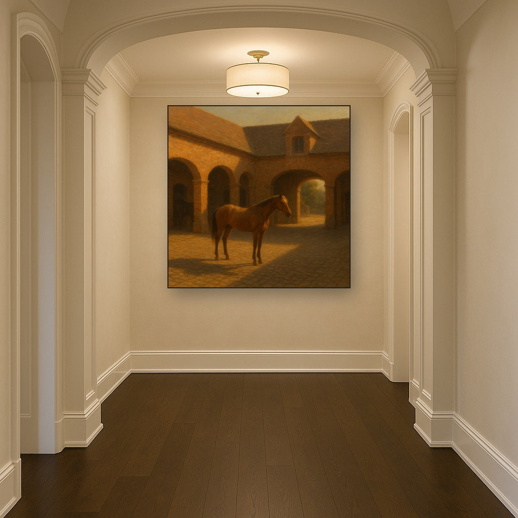 Equestrian Stable Courtyard in Late Afternoon No. 3 Oil Painting - View 5