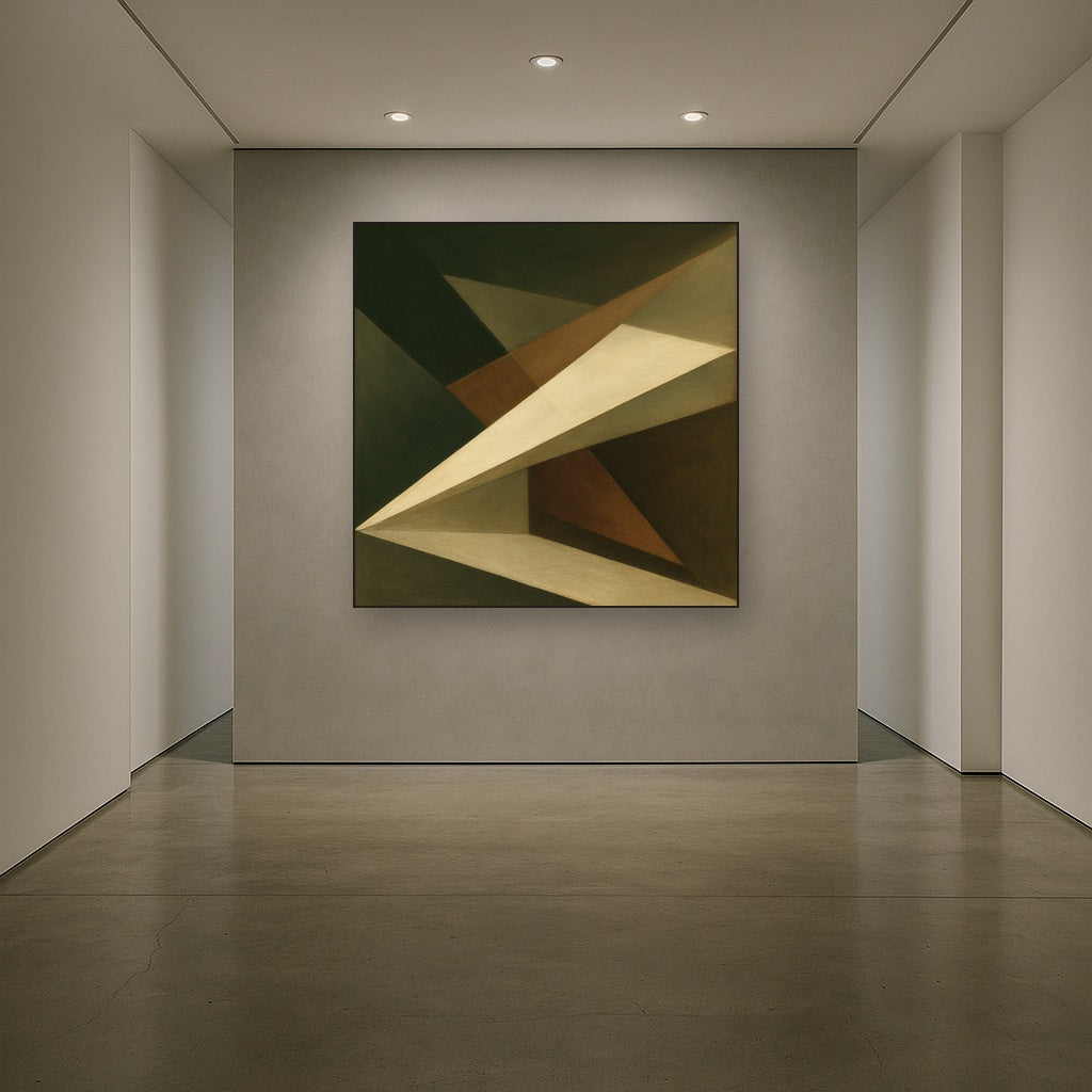 Kinetic Diagonal Planes in Forest & Alabaster No. 10 Fine Art Oil Painting - View 5