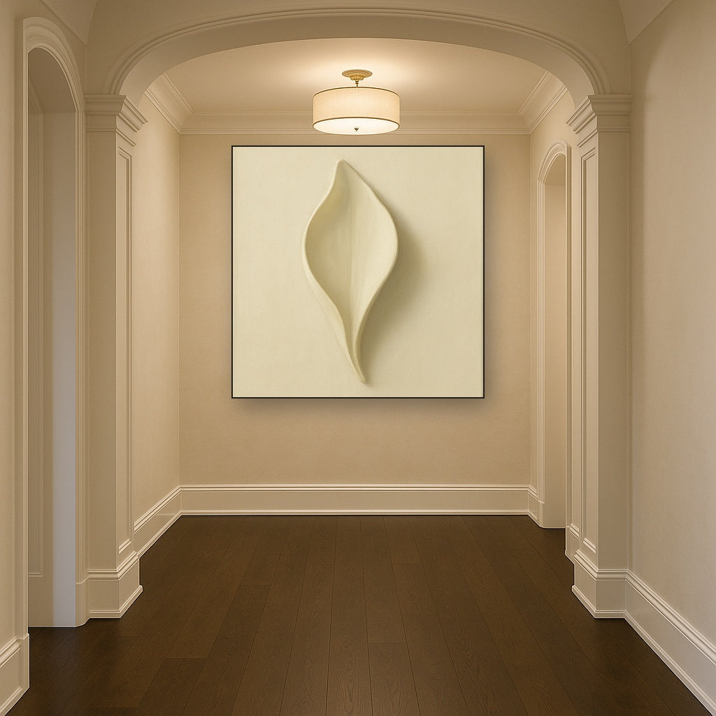 Sculpted Ivory Floral Contour No. 1 - Modern Fine Art Oil Painting - View 5