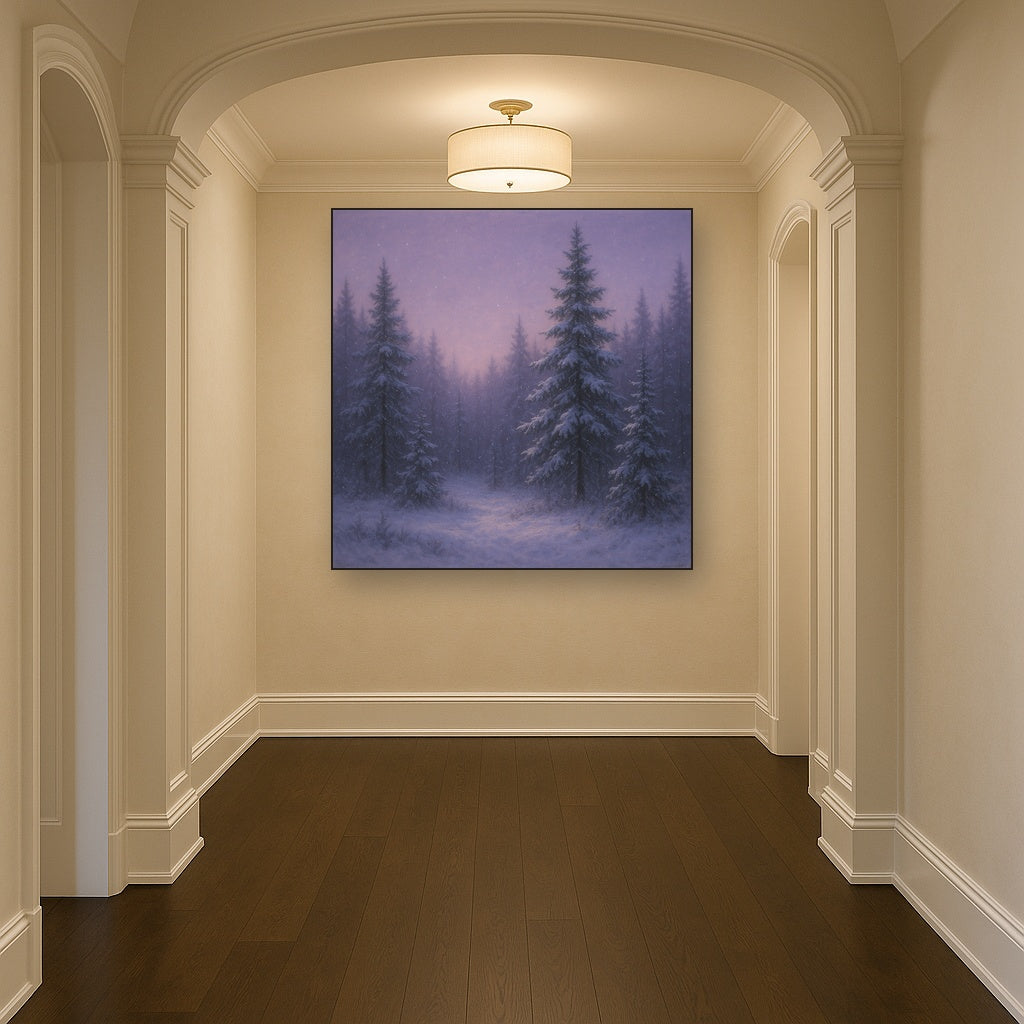 Quiet Pine Forest in Gentle Twilight Snow No. 4 Oil Painting - View 5