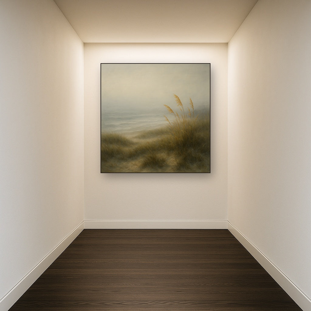 Ethereal Coastal Sea Fog over Silent Dunes No. 8 Fine Art Oil Painting - View 5