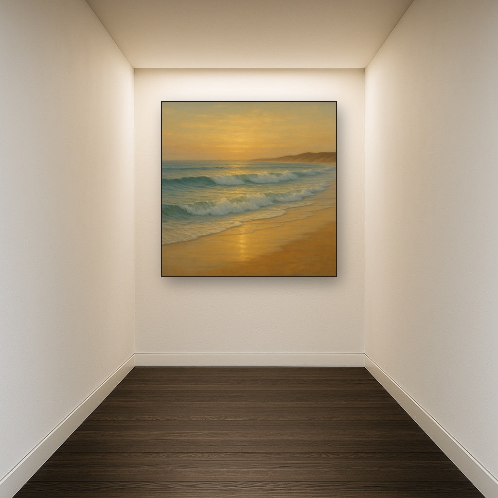 Gentle Breaking Waves & Wet Beach Reflection No. 8 Oil Painting - View 5