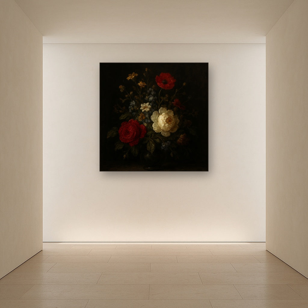 Moody Dutch Master Dark Floral Still Life No. 4 Fine Art Oil Painting - View 5