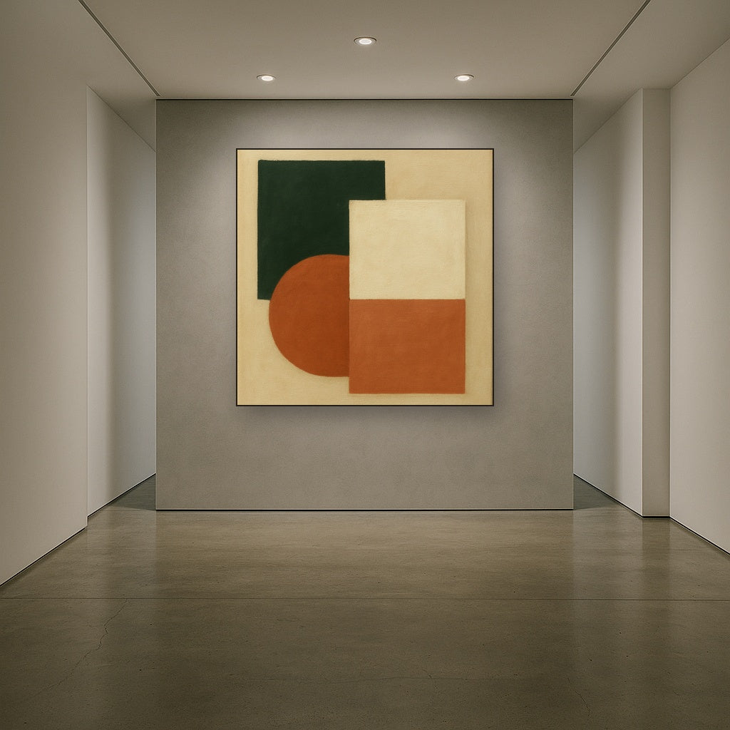Forest Emerald & Chalk Interlock No. 6 - Modern Fine Art Oil Painting - View 5