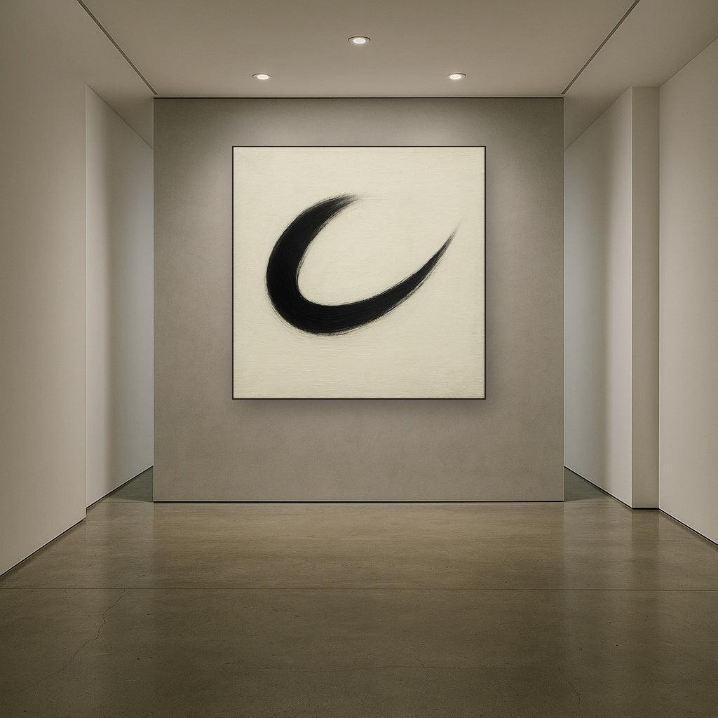 Monochrome Brushstroke Void No. 5 - Modern Fine Art Oil Painting - View 5