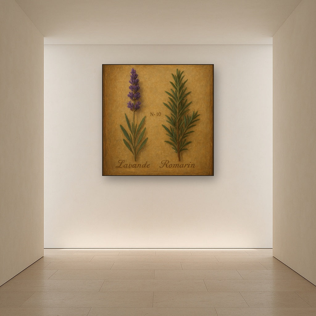 Vintage French Herbarium Lavender & Rosemary No. 10 Fine Art Oil Painting - View 5