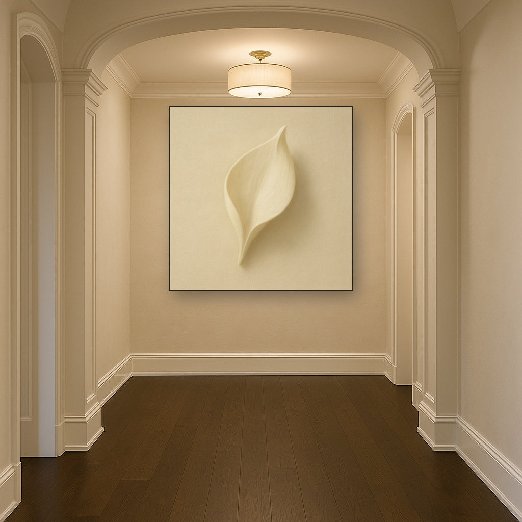 Sculpted Ivory Floral Contour No. 1 - Modern Fine Art Oil Painting - View 5