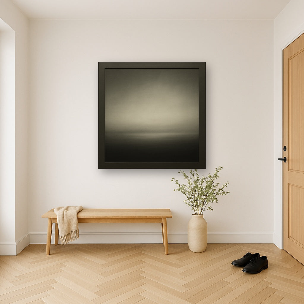 Monochrome Charcoal Drift & Soft Sfumato Horizon No. 18 Oil Painting - View 5
