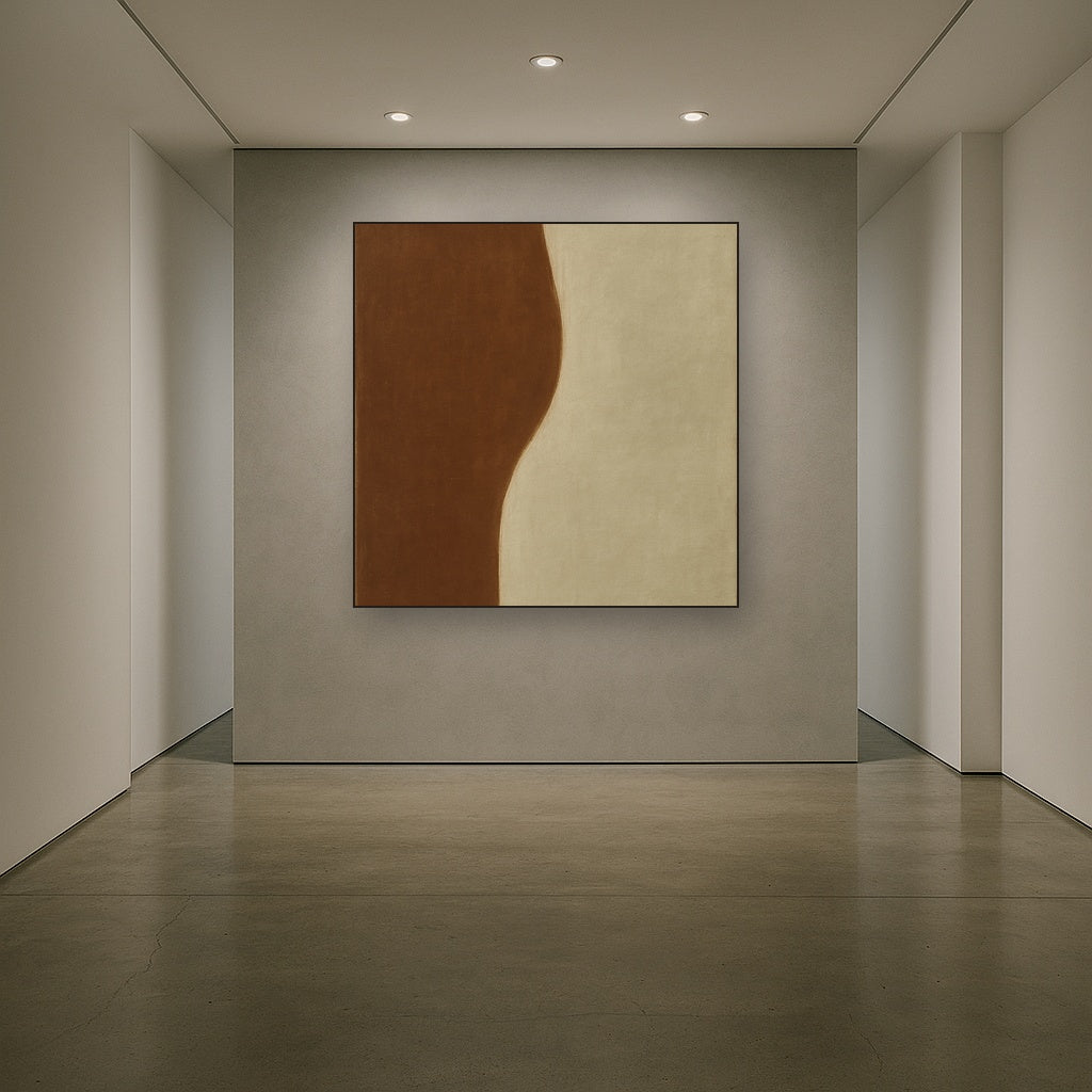 Burnt Umber & Greige Duet No. 7 - Modern Fine Art Oil Painting - View 5