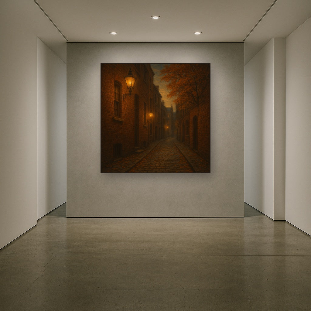 London Gaslamp Alley in Autumn Dusk No. 19 Oil Painting - View 5