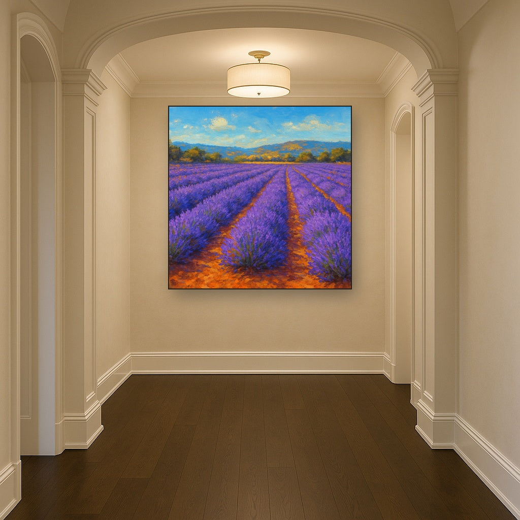 Sun-Drenched Lavender Field in Provence Vista No. 2 Fine Art Oil Painting - View 5