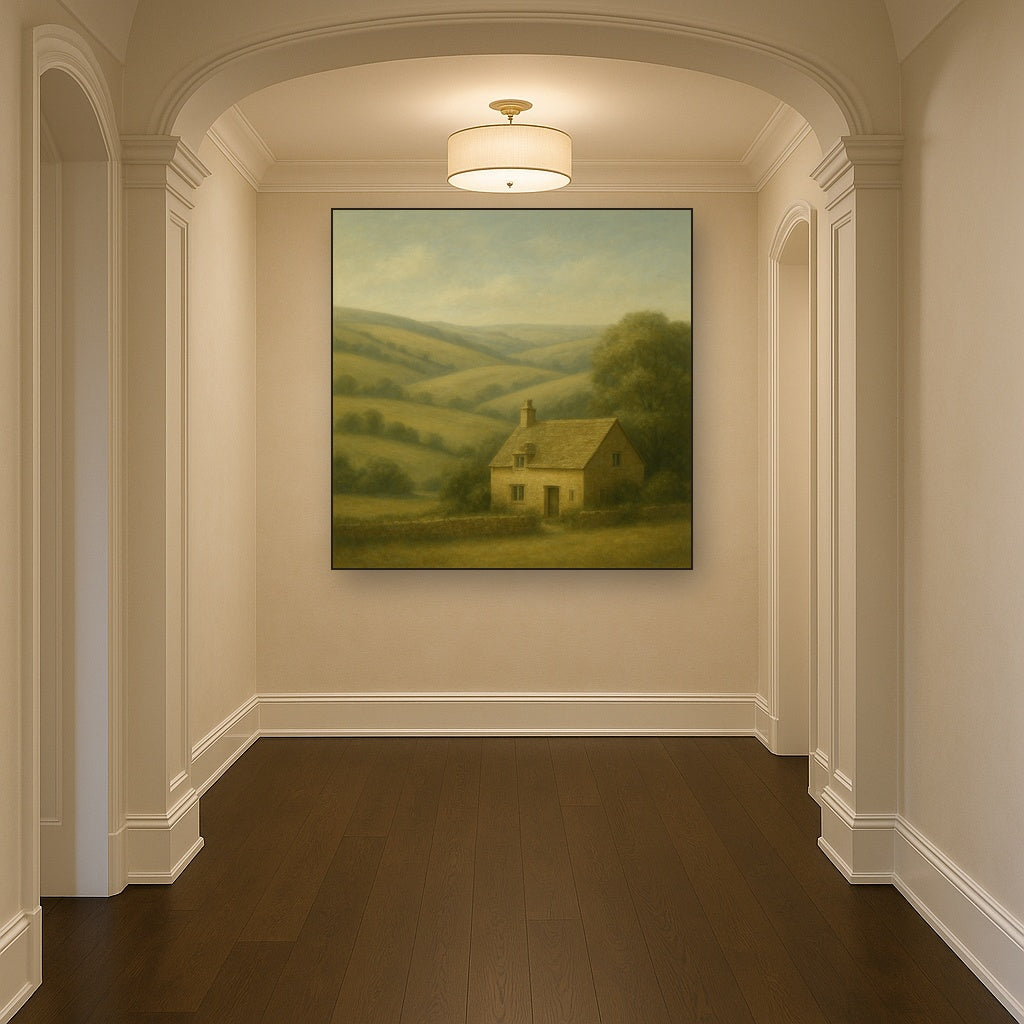 Rolling Cotswold Hills & Stone Cottage No. 8 Oil Painting - View 5