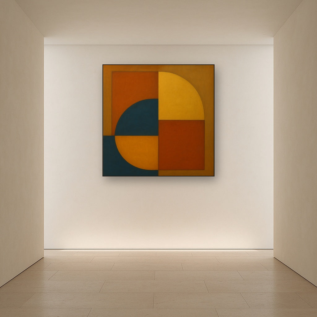 Bauhaus Quadrant Harmony in Primary Earth Tones No. 12 Oil Painting - View 5