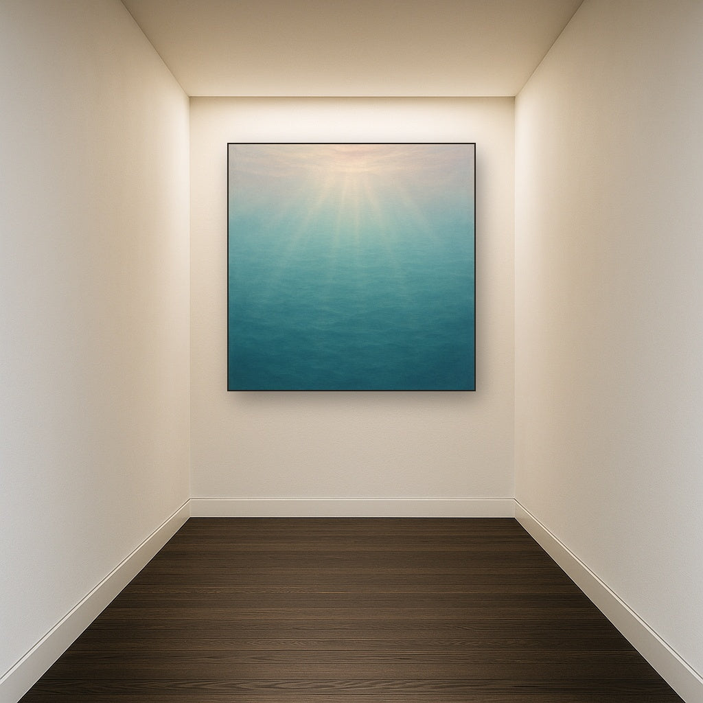 Minimalist Aquamarine Reef Void No. 10 - Modern Fine Art Oil Painting - View 5