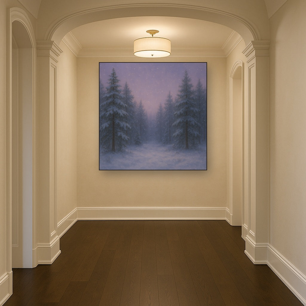 Quiet Pine Forest in Gentle Twilight Snow No. 5 Oil Painting - View 5