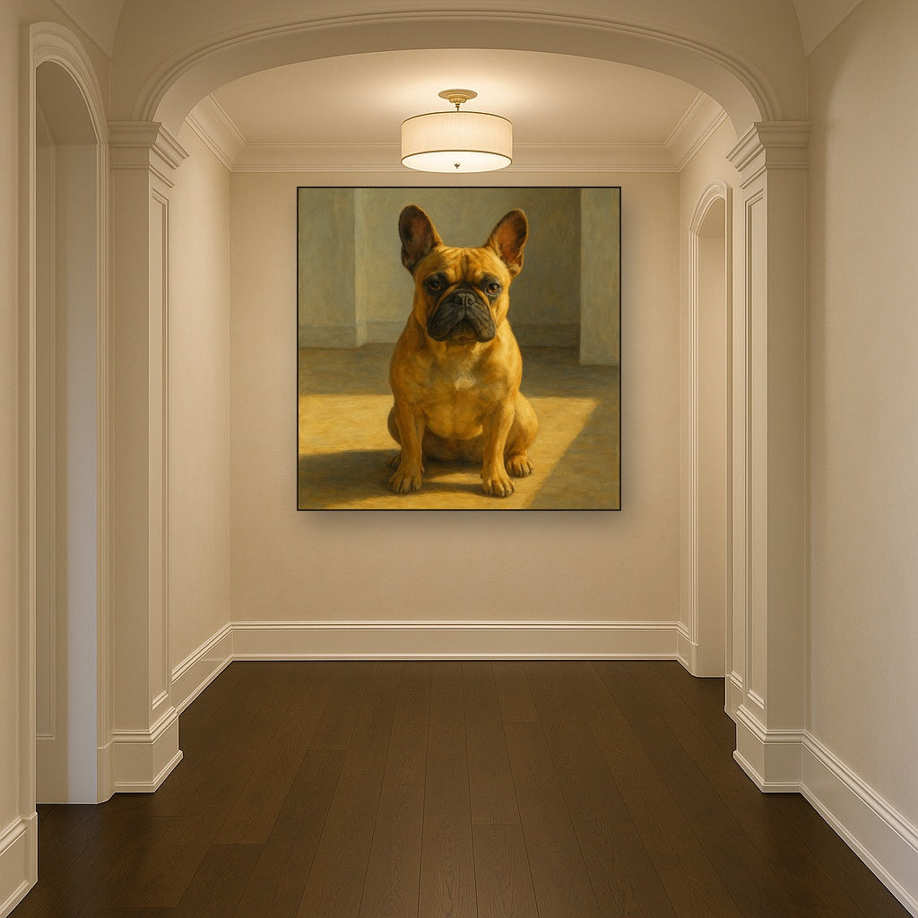 French Bulldog in Sunlit Minimalist Studio No. 4 Fine Art Oil Painting - View 5