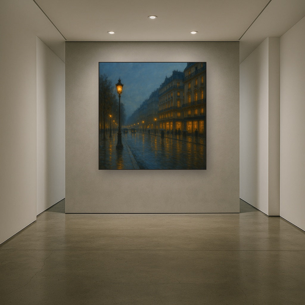 Rainy Parisian Boulevard at Twilight No. 3 Oil Painting - View 5