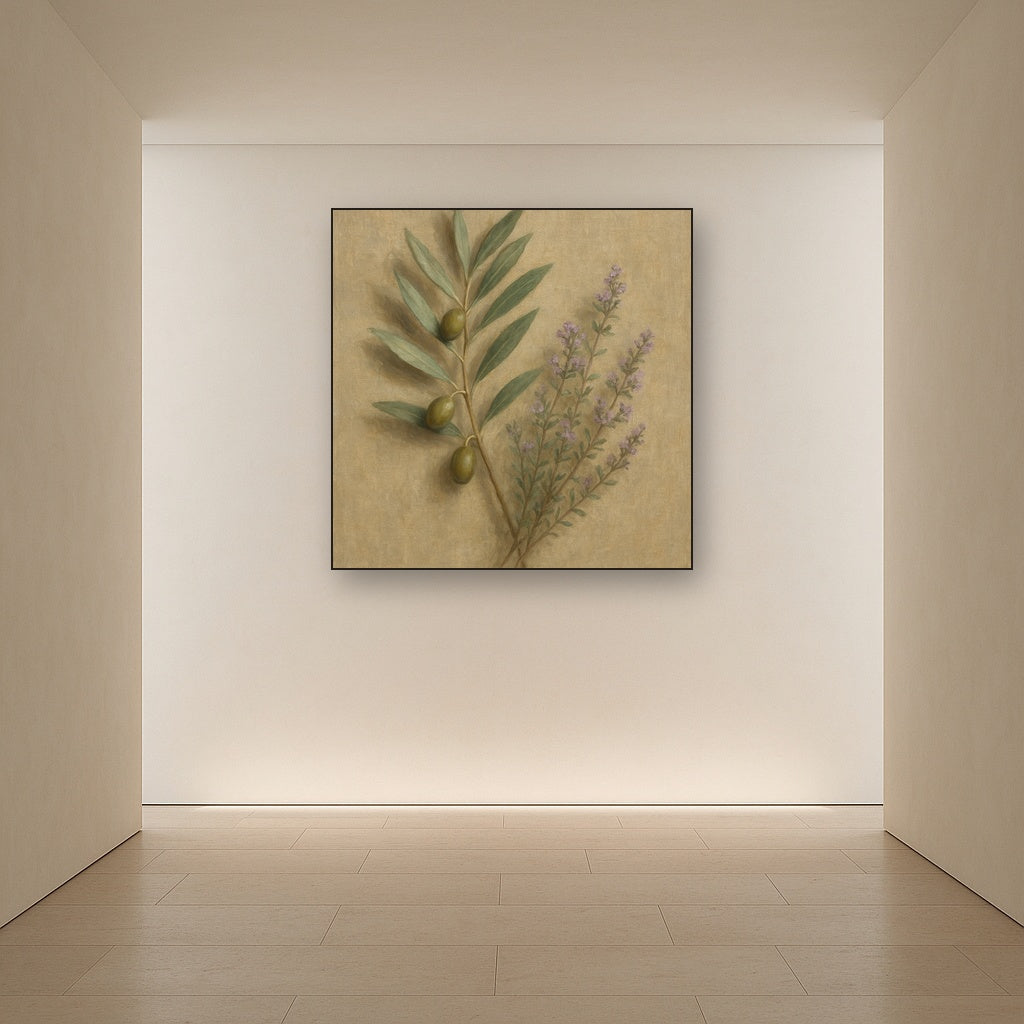 Olive Branches & Wild Thyme Botanical Study No. 15 Fine Art Oil Painting - View 5