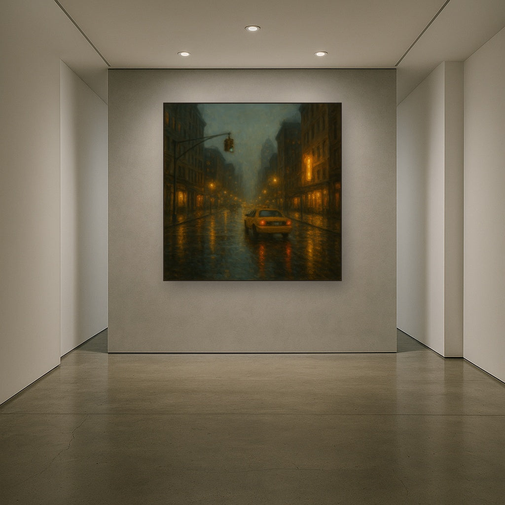 Rain-Drenched Manhattan Avenue Lights No. 15 Oil Painting - View 5