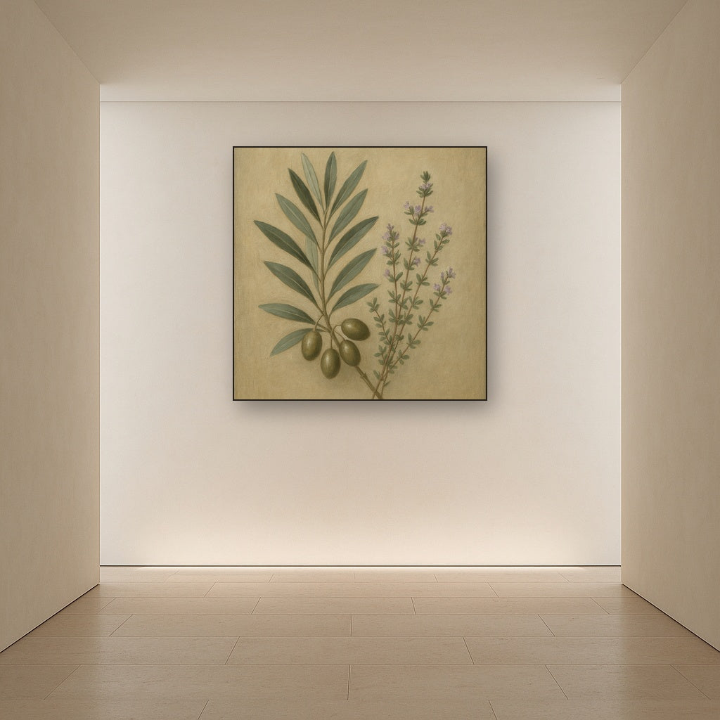 Olive Branches & Wild Thyme Botanical Study No. 9 Fine Art Oil Painting - View 5