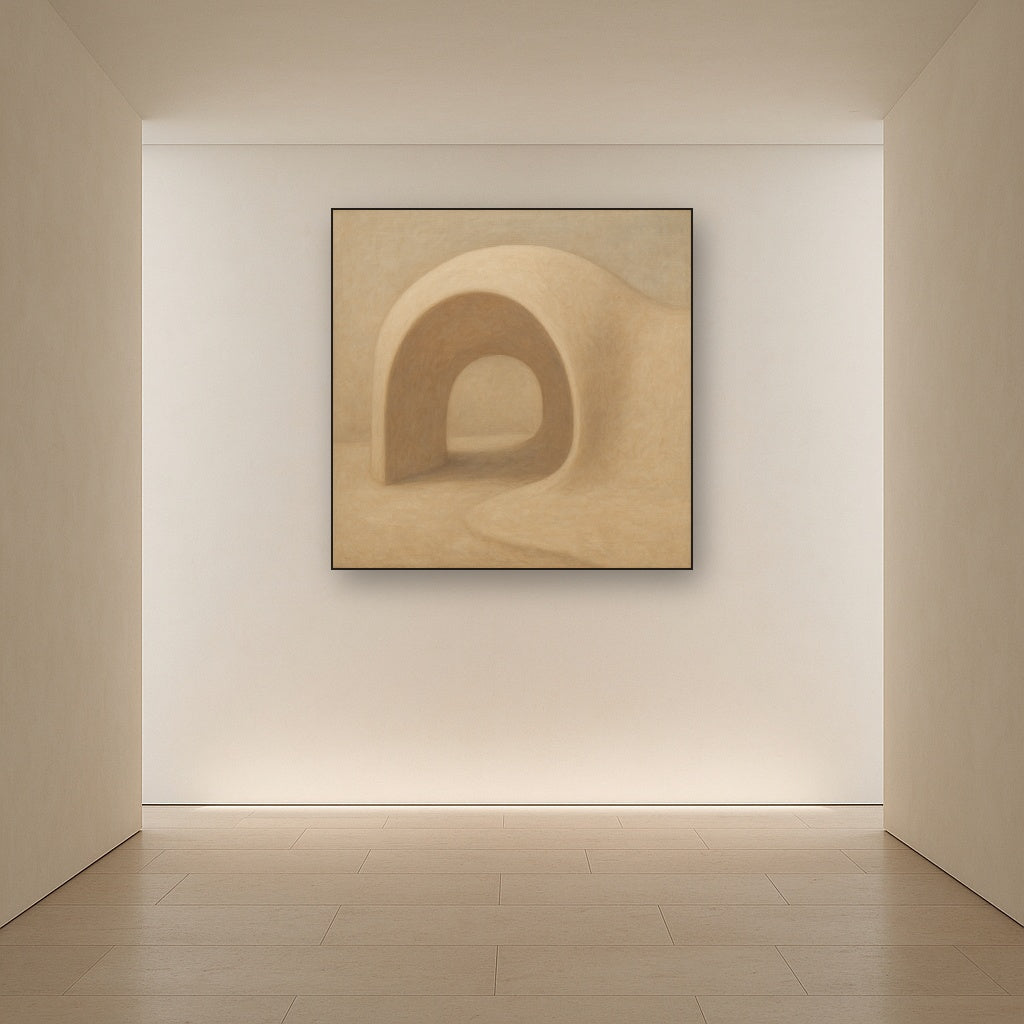 Soft Architectural Curve in Desert Bone Oil Painting - View 5