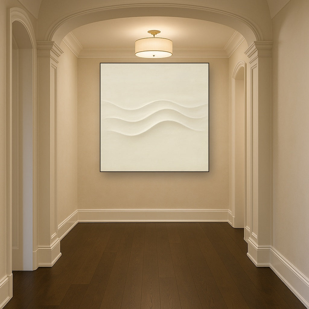 Monochrome Wave Relief No. 2 - Modern Fine Art Oil Painting - View 5