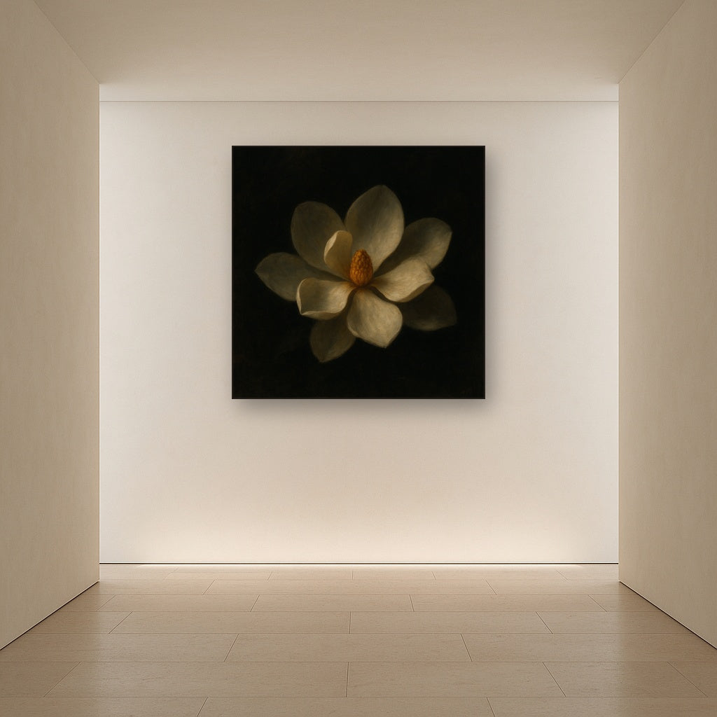 Magnolia Blossom in Quiet Chiaroscuro No. 12 Fine Art Oil Painting - View 5