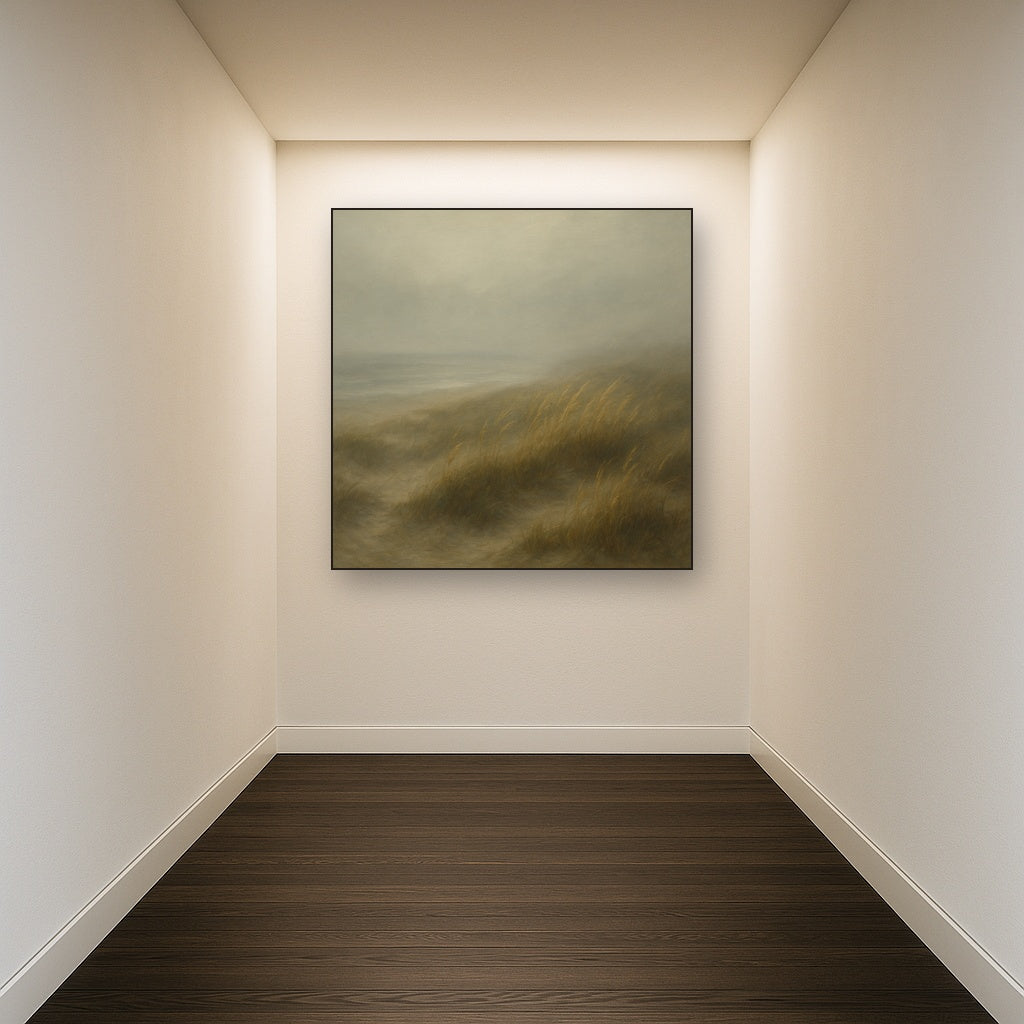 Ethereal Coastal Sea Fog over Silent Dunes No. 4 Fine Art Oil Painting - View 5