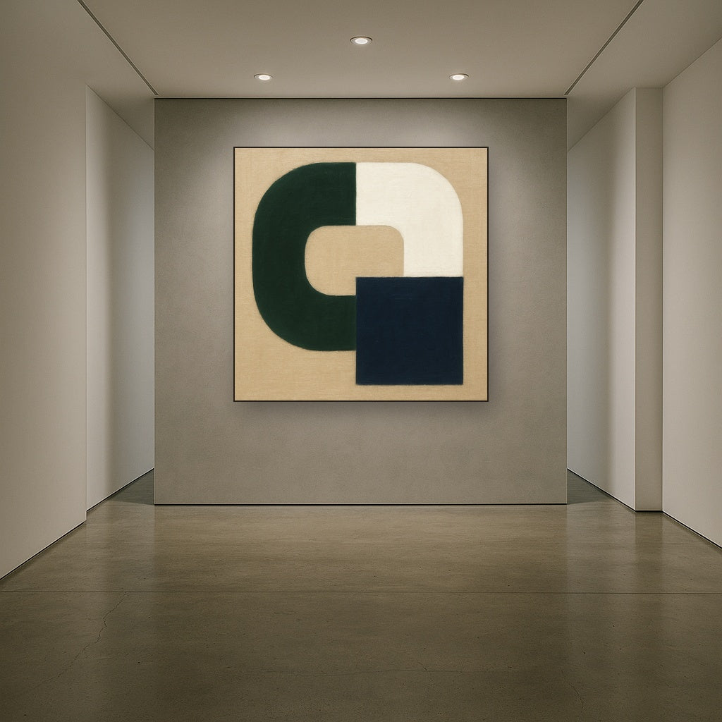 Forest Emerald & Chalk Interlock No. 6 - Modern Fine Art Oil Painting - View 5