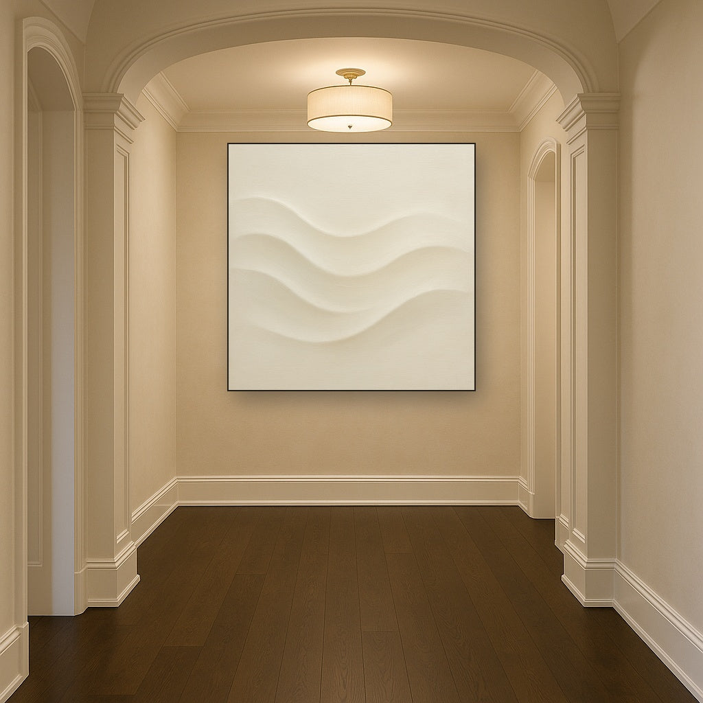 Monochrome Wave Relief No. 2 - Modern Fine Art Oil Painting - View 5