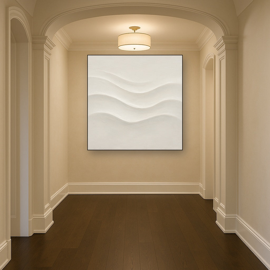 Monochrome Wave Relief No. 2 - Modern Fine Art Oil Painting - View 5