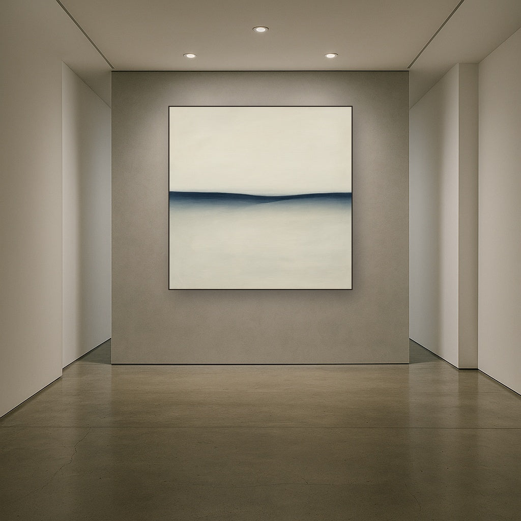 Minimalist Continuous Line Horizon in Deep Indigo No. 5 Fine Art Oil Painting - View 5