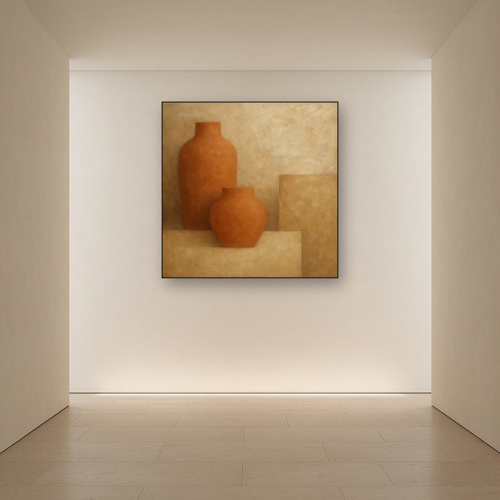 Earthy Terracotta & Weathered Plaster Wash No. 30 Oil Painting - View 5