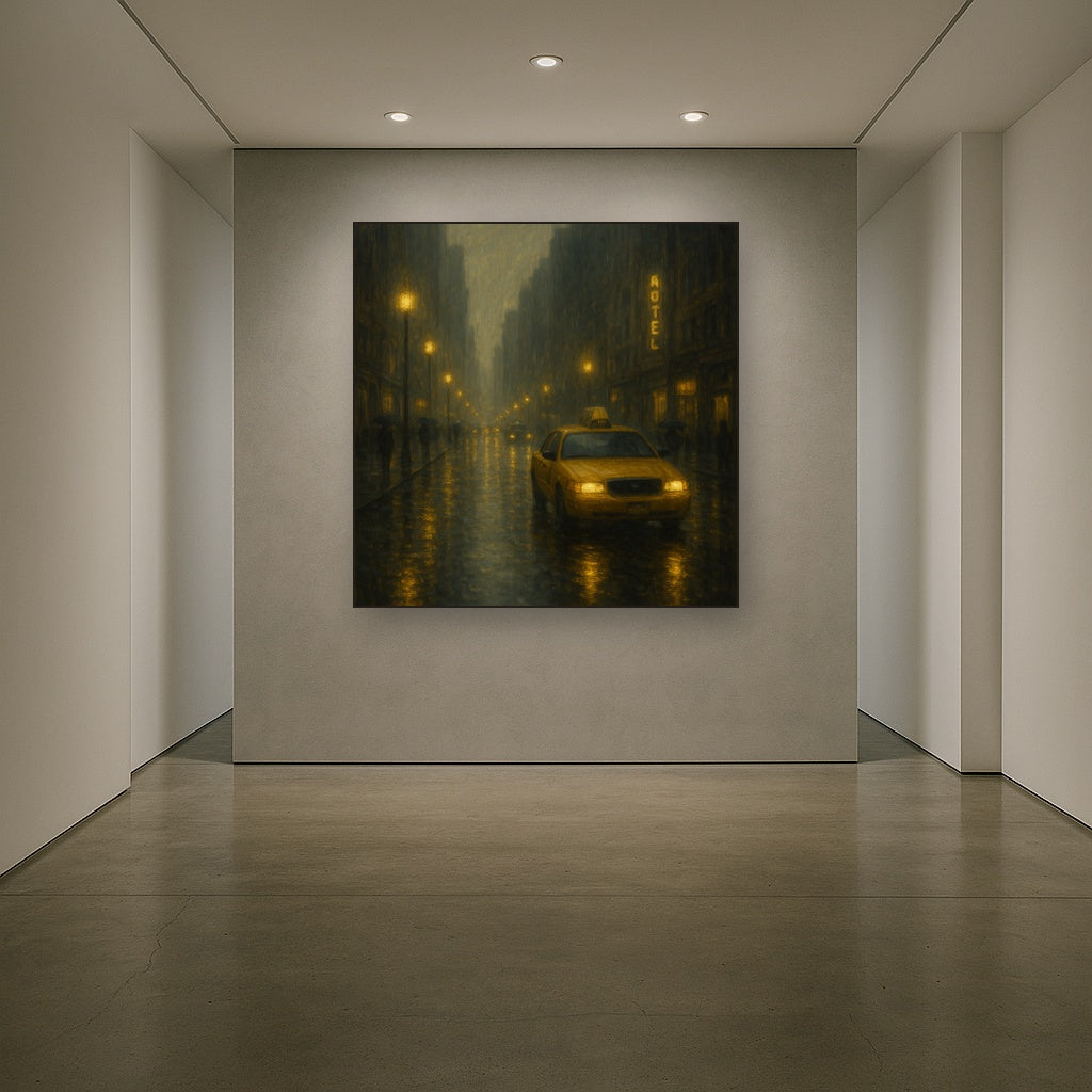 Rain-Drenched Manhattan Avenue Lights No. 6 Oil Painting - View 5