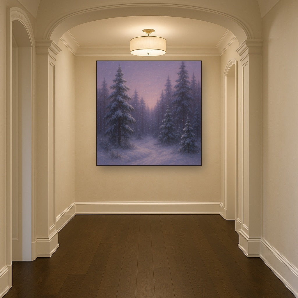 Quiet Pine Forest in Gentle Twilight Snow No. 2 Oil Painting - View 5