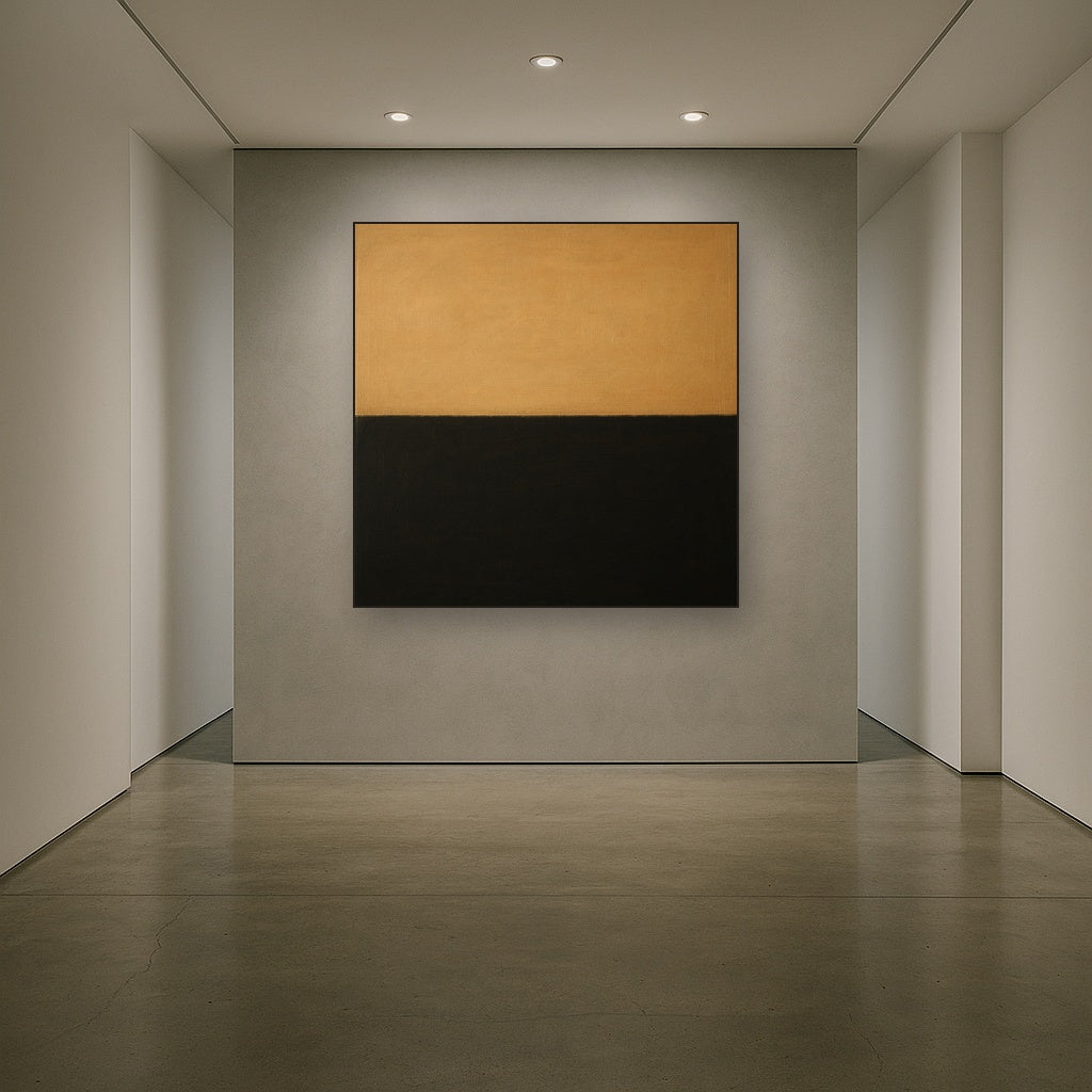 Onyx & Warm Biscuit Horizon No. 9 - Modern Fine Art Oil Painting - View 5