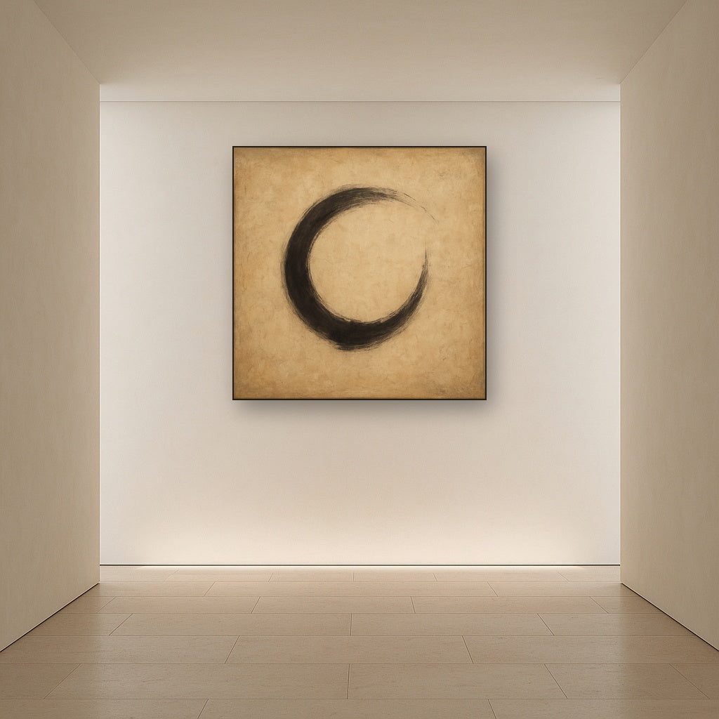 Aged Rice Paper & Charcoal Calligraphic Balance No. 25 Oil Painting - View 5
