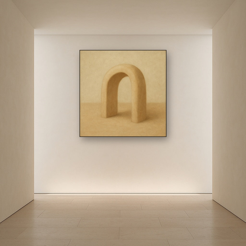 Warm Beige Travertine Arch No. 1 - Modern Fine Art Oil Painting - View 5