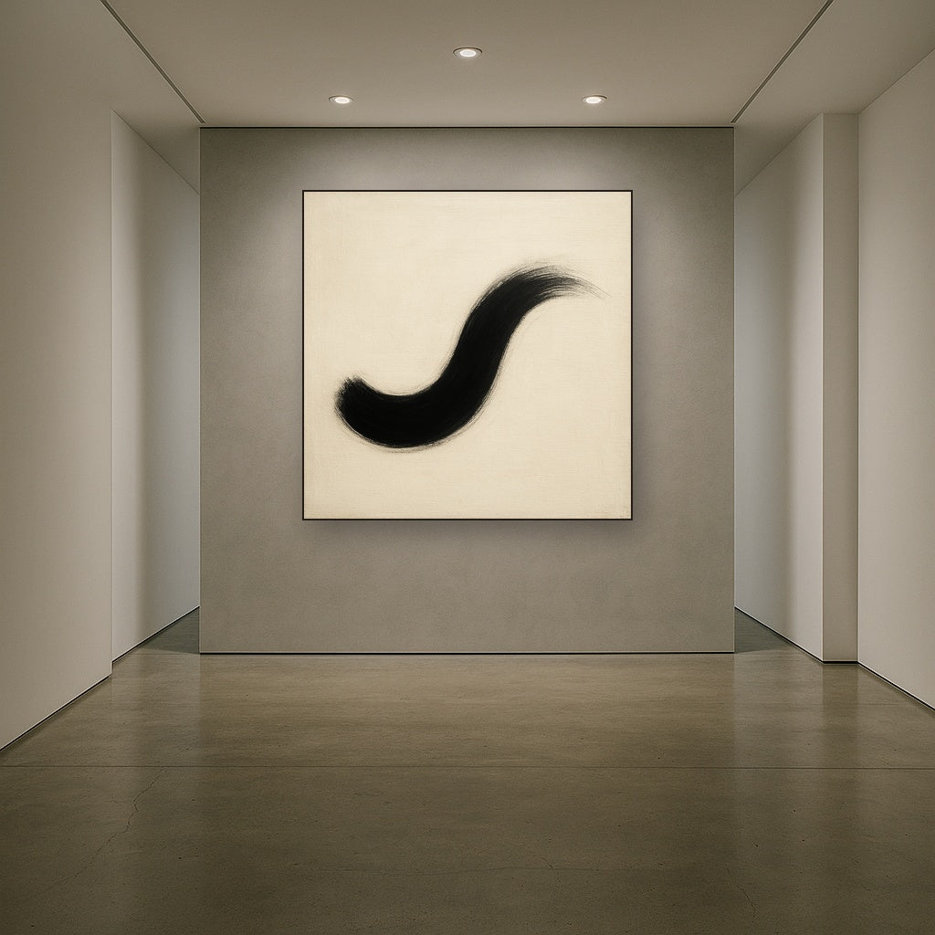 Monochrome Brushstroke Void No. 5 - Modern Fine Art Oil Painting - View 5
