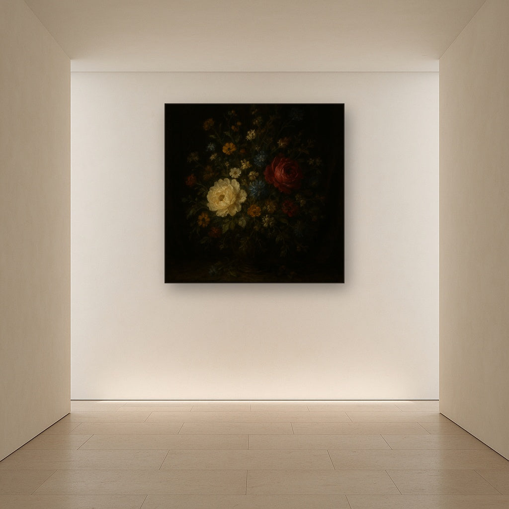 Moody Dutch Master Dark Floral Still Life No. 7 Fine Art Oil Painting - View 5