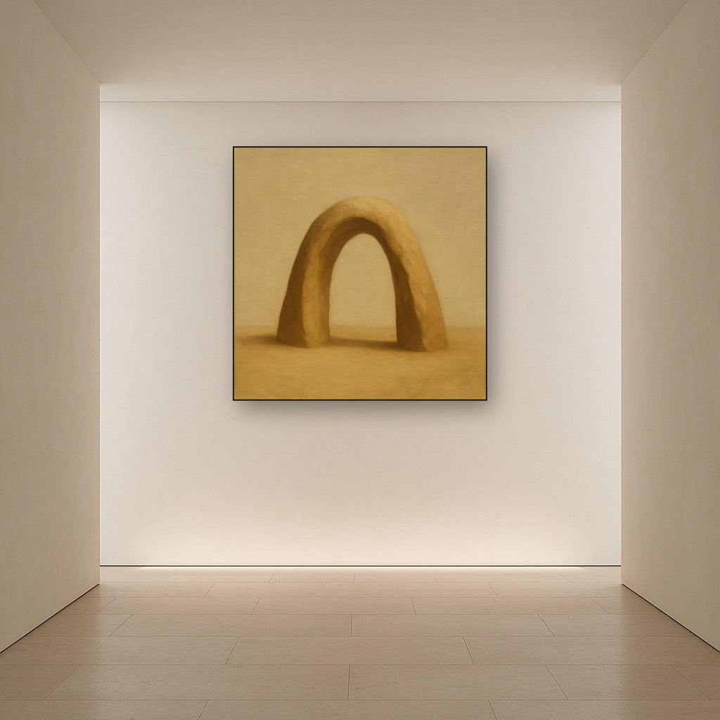 Warm Beige Travertine Arch No. 1 - Modern Fine Art Oil Painting - View 5