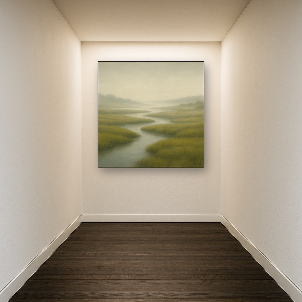 Morning Fog over Cape Cod Tidal Marsh No. 4 Oil Painting - View 5