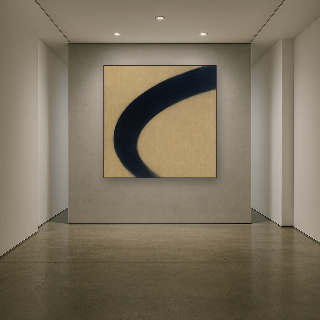 Navy Indigo & Warm Sand Sweep No. 2 - Modern Fine Art Oil Painting - View 5