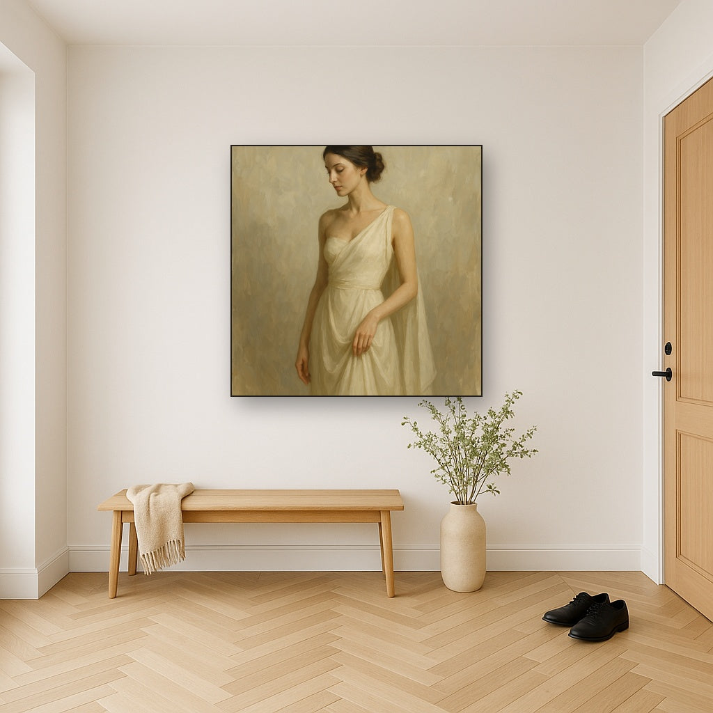 Elegant Pose with Neutral Impasto Oil Painting - View 5
