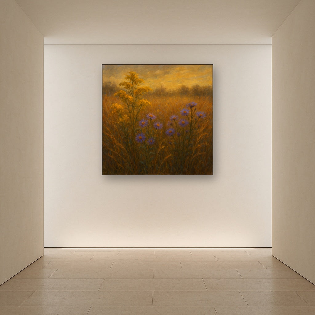 Goldenrod & Autumn Asters in Rustic Meadow No. 14 Fine Art Oil Painting - View 5