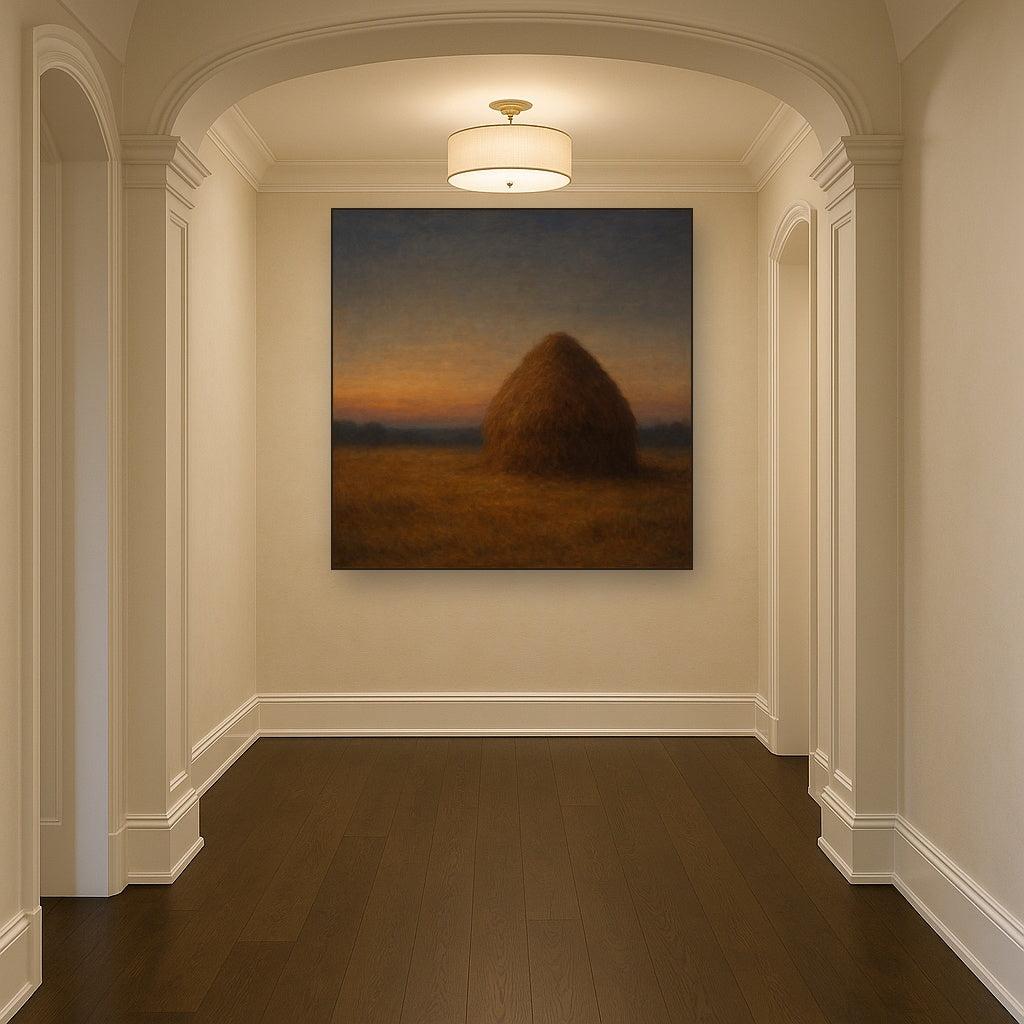 Dusk Horizon over Weathered Haystack No. 8 Oil Painting - View 5