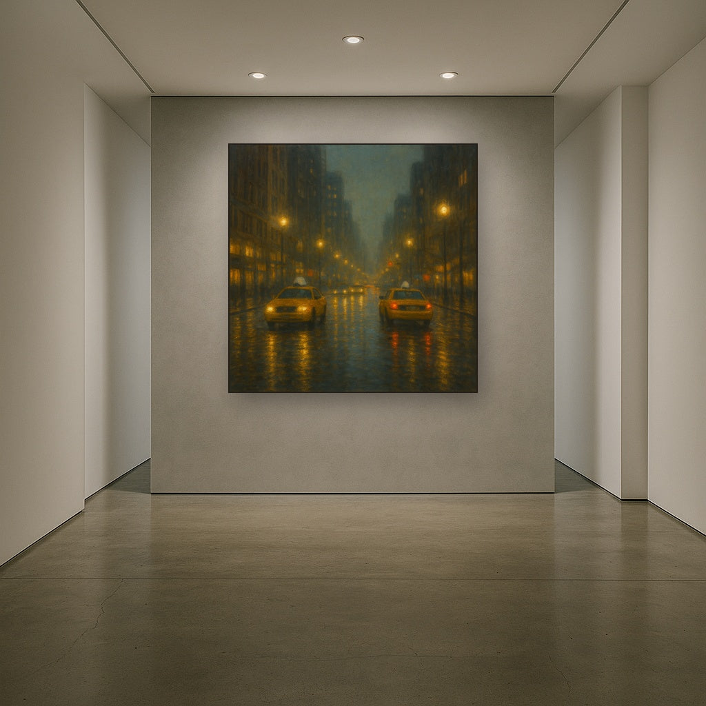 Rain-Drenched Manhattan Avenue Lights No. 18 Oil Painting - View 5
