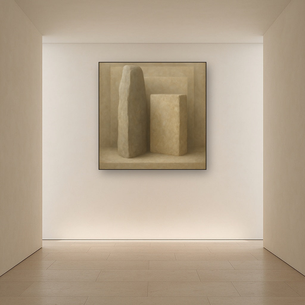 Driftwood Grey & Weathered Stone Monolith No. 26 Oil Painting - View 5