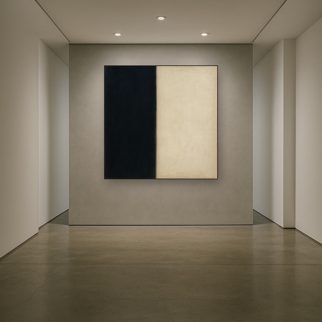 Deep Charcoal & Bone Monolith No. 1 - Modern Fine Art Oil Painting - View 5